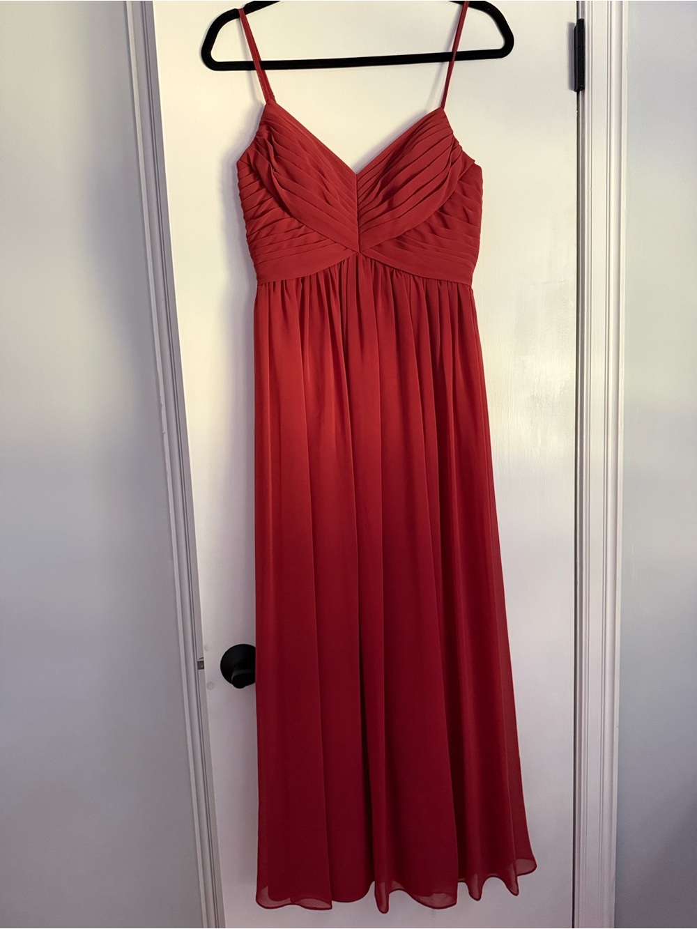 Azazie Terracotta Spaghetti Strap Maxi Dress Size A4